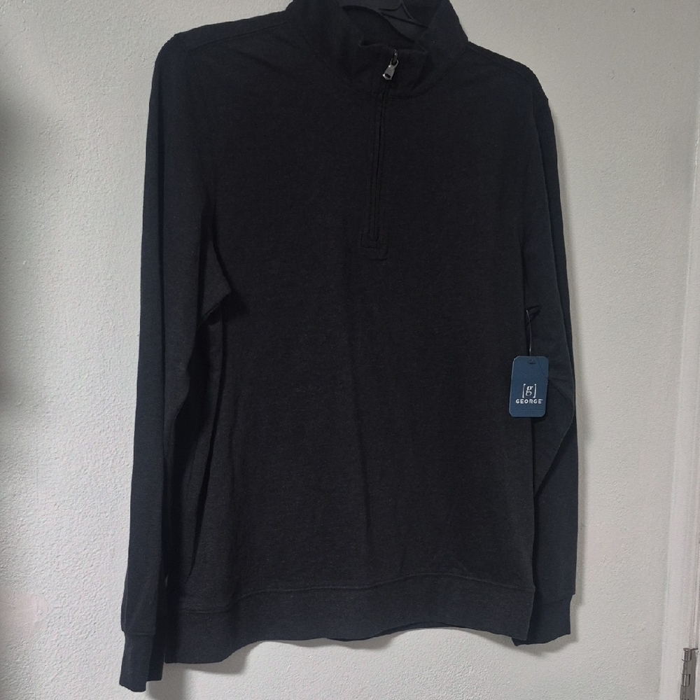 George Men's Black Quarter Zip Pullover